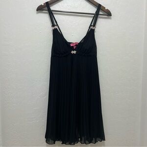 Y2K Betsy Johnson Intimates Black Lingerie Slip Dress Size M Coquette